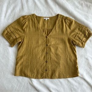 Madewell Puff-Sleeve Linen-Blend Top